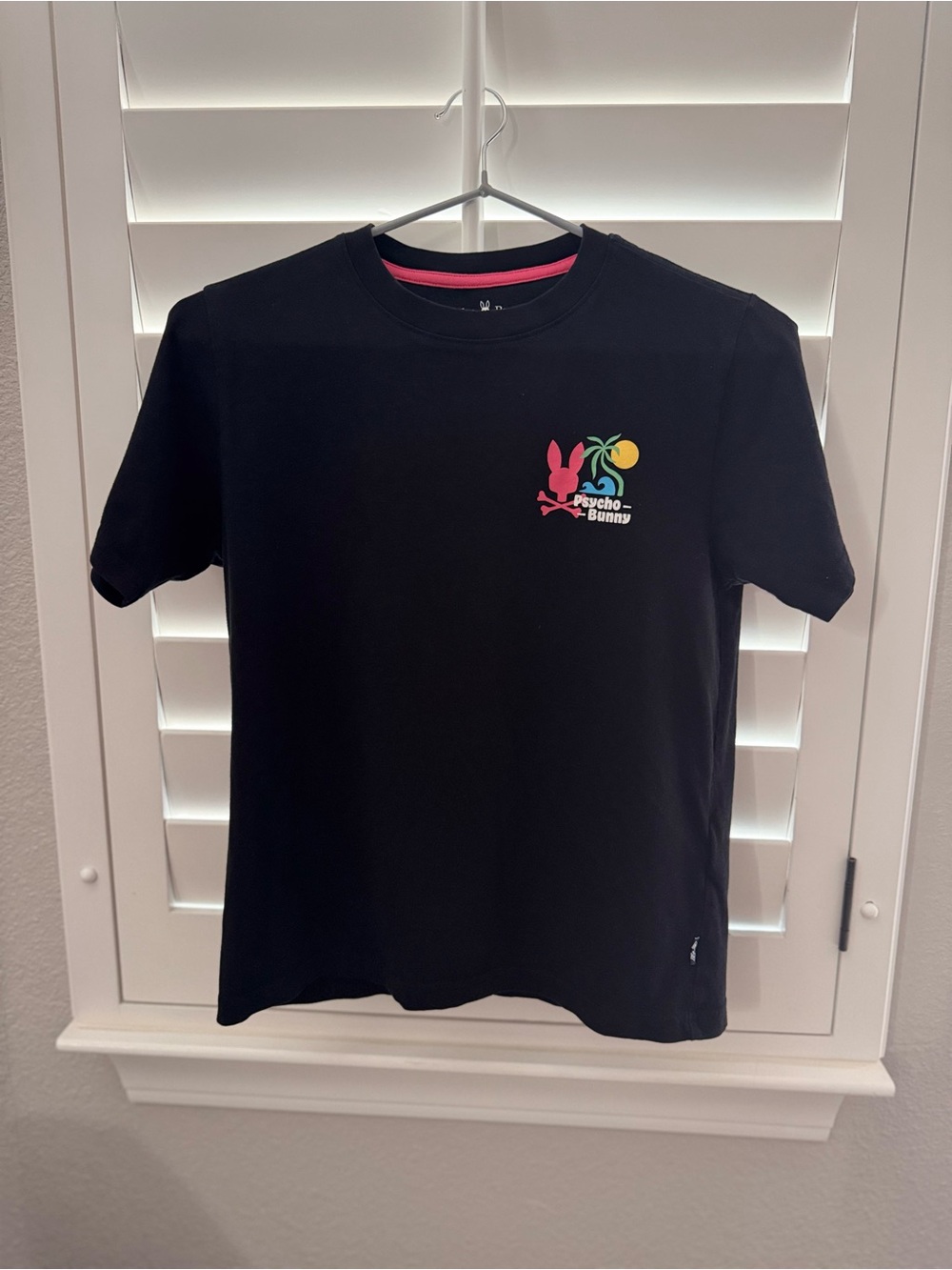 Psycho Bunny Kids Black Tee with Pink, Yellow & Green Logo